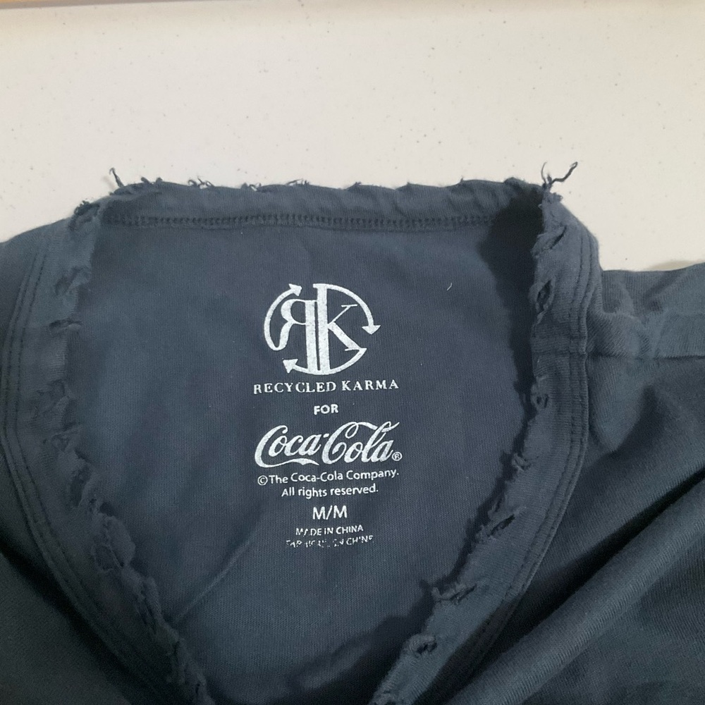 Recycled Karma Tops Womens Medium Black Coke Tee Distressed New - Picture 5 of 8